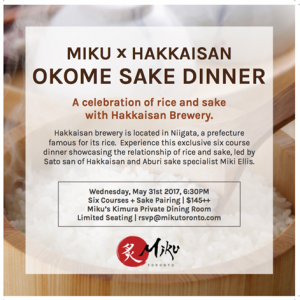 Miku x Hakkaisan Okome Sake Dinner