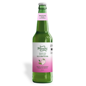 Moshi Uji Matcha White Strawberry Sparkling Drink, 355ml